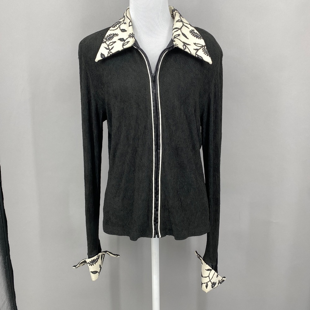 Vtg Hobby Horse Beaded Show Shirt Women XL Black Paisley Western Zip Equestrian